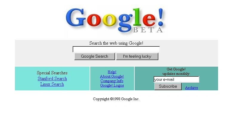 A screenshot of the Google beta homepage, showcasing the comparison between Bing and Google.